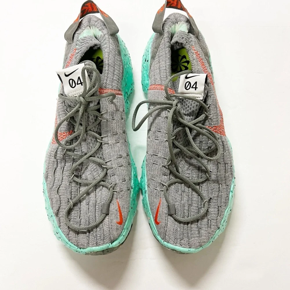 Nike Mens Gray Space Hippie 04 Green Glow Lace Up Recycled Sole Sneaker Size 10